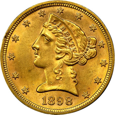 $5 DOLLAR LIBERTY HEAD GOLD COIN 1898 #LH1892G