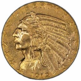 1912 United States $5 Half Eagle Indian Gold Coin #AG12 (CALL FOR PRICE )