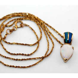 14k Solid Yellow Gold Double Color Opal #E197298854849