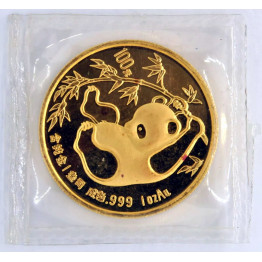 1985 GOLD PANDA 999 FINE 1 OZ ORIGINAL PLASTIC #1OZPANDA
