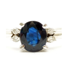 Deep Blue 1.07ct Sapphire Natural Diamond Marked Pt900  Platinum Size 7 #388541643231