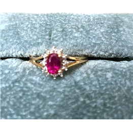 14k Solid Yellow Gold AA Quality Ruby With Diamond  size 7 #205535411905