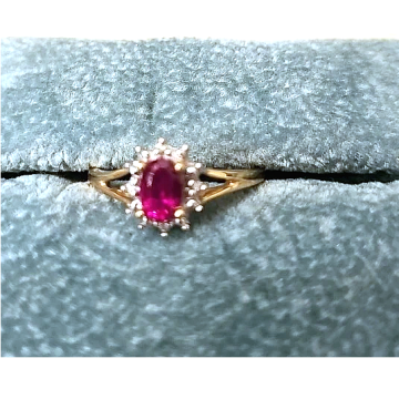 14k Solid Yellow Gold AA Quality Ruby With Diamond  size 7 #205535411905