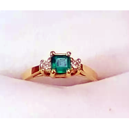 18k Gold Natural Colombian Emerald and Diamond Ring size 5.25 #305627818620