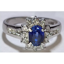Solid platinum 1.03 carat natural sapphire diamond ring 5.05 grams pt900 #126288864946
