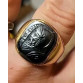 Vintage  MENS RING Hematite Double Cameo Ring Roman Size 8 #E256743489061